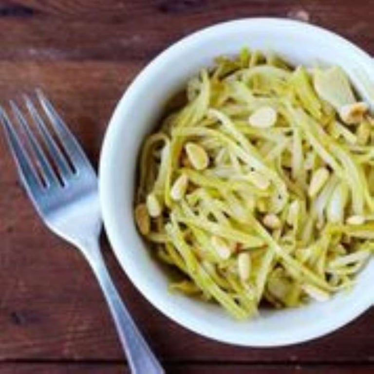 Broccoli Noodles with Garlic and Toasted Pine Nuts