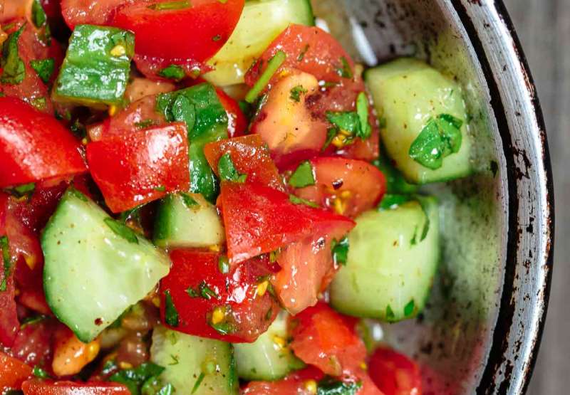 Tomato and Cucumber Mediterranean Salad