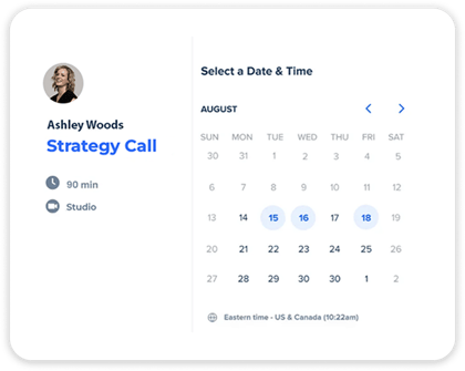 Strategy-call booking with Ashley Woods