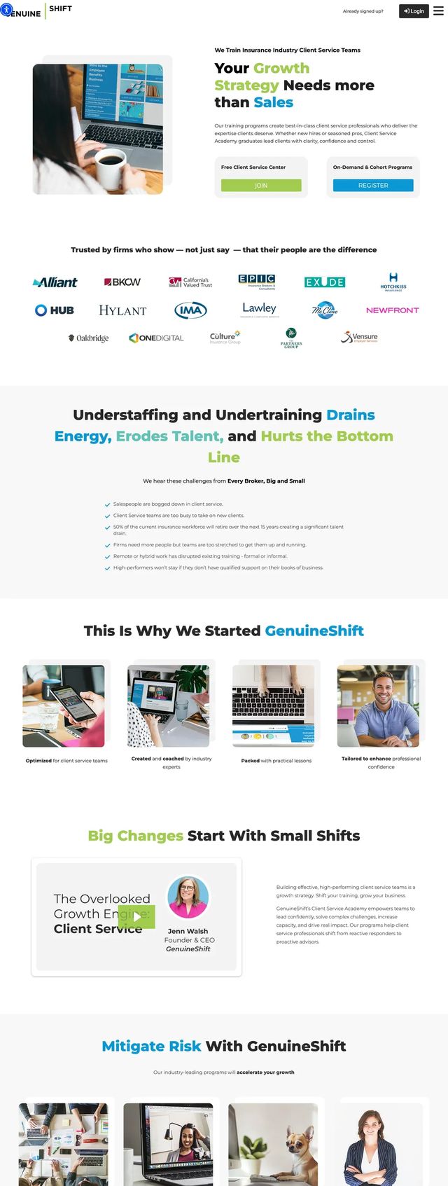 GenuineShift desktop website preview