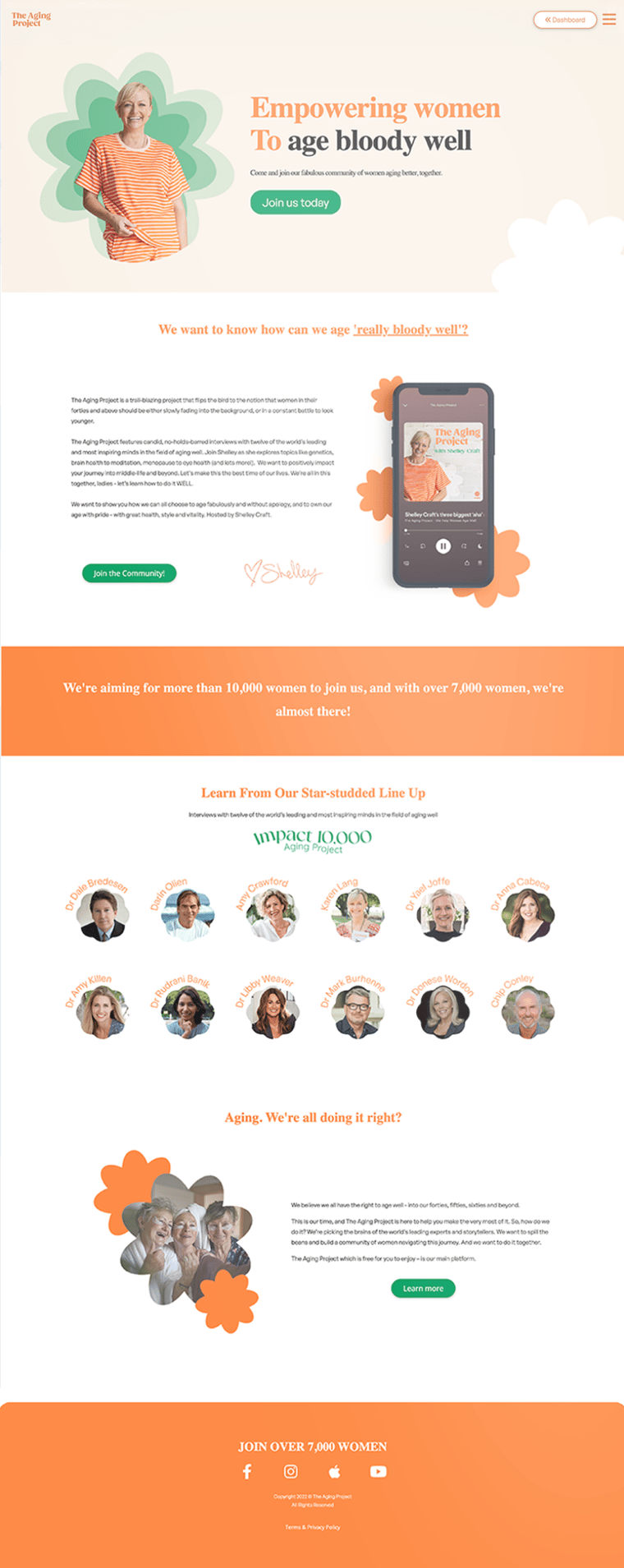 Full The Aging Project homepage designed for acquisition