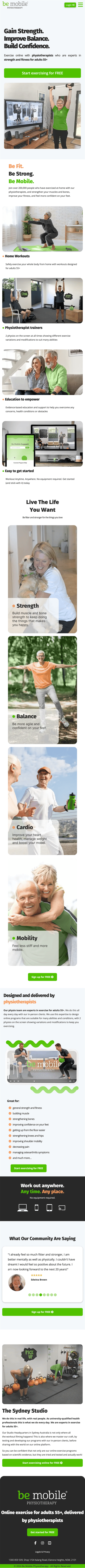 Full Be Mobile Physiotherapy mobile website