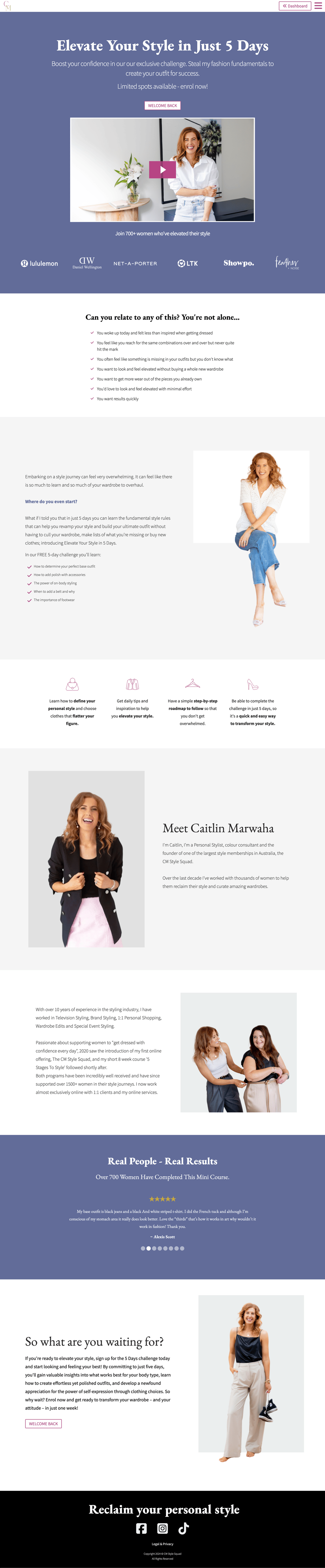 Full Caitlin Marwaha acquisition funnel landing page