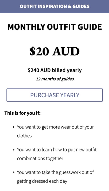 Monthly Outfit Guide pricing plan