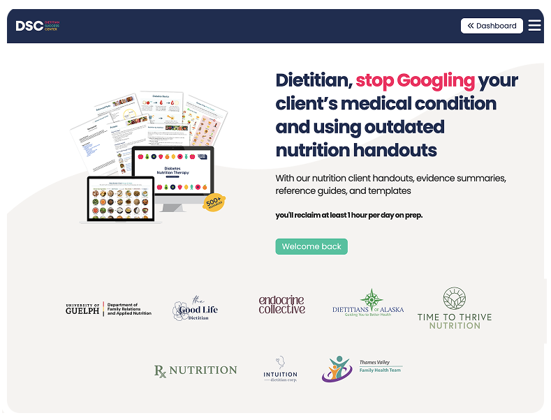 Dietitian Success Center responsive mobile views