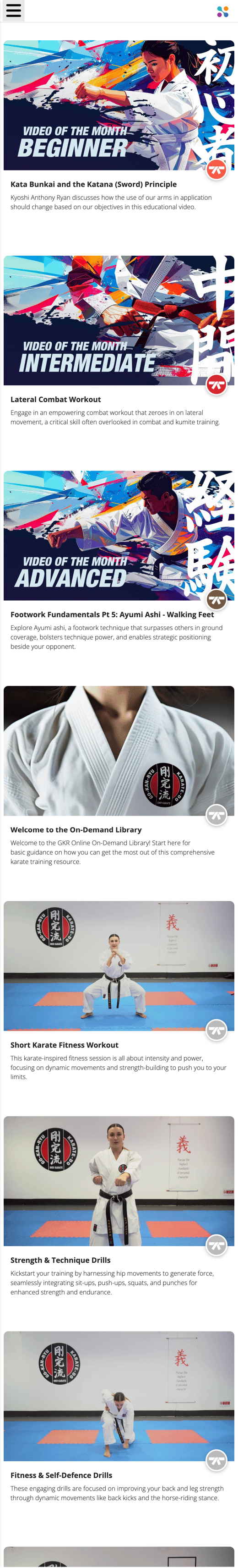 GKR Online mobile library with lesson filters