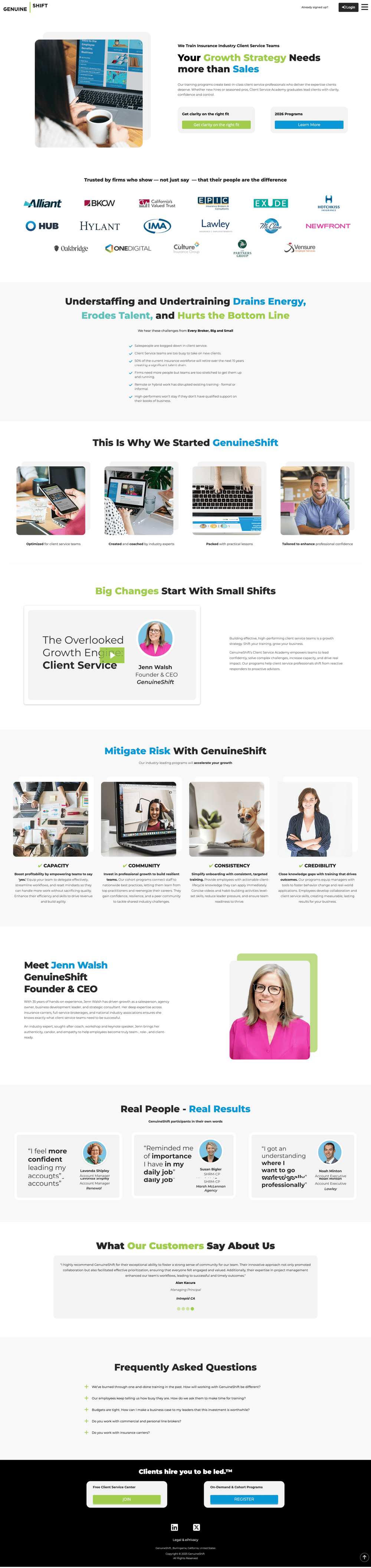 Full GenuineShift desktop landing page