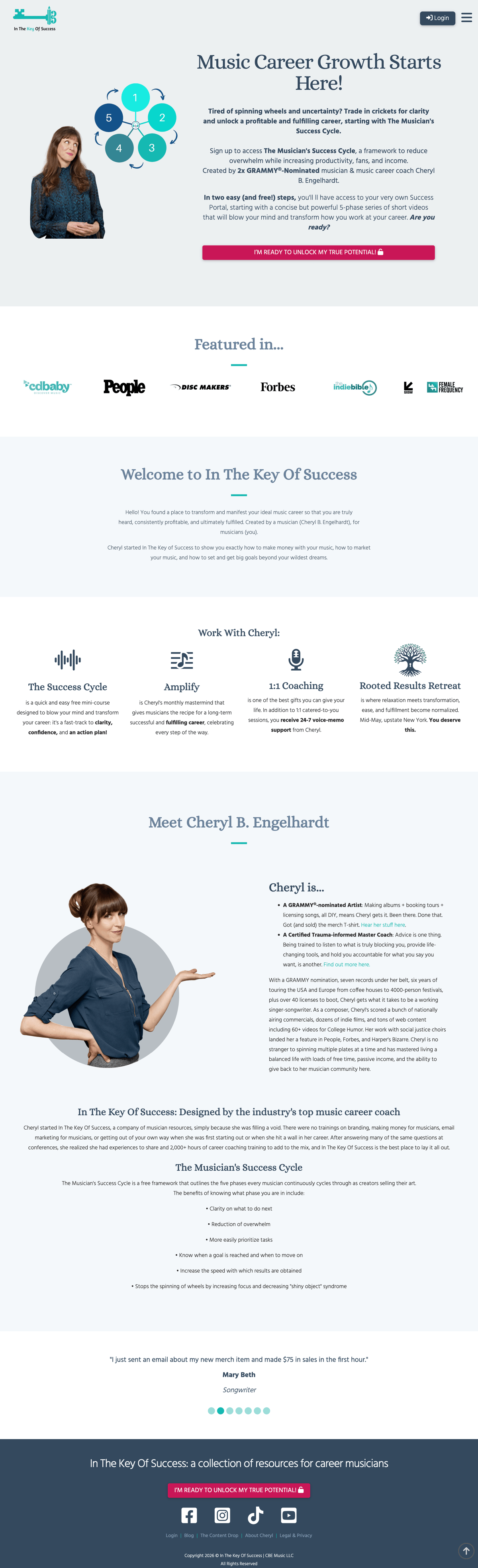 In The Key of Success desktop homepage