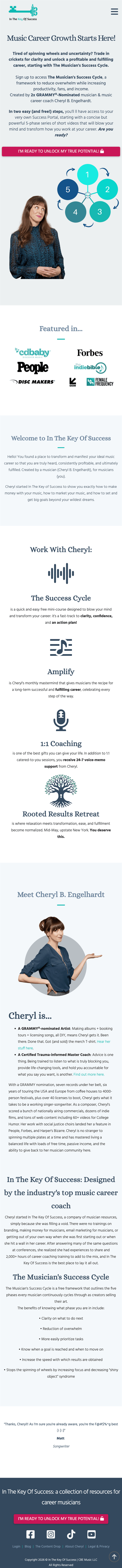 In The Key of Success mobile homepage