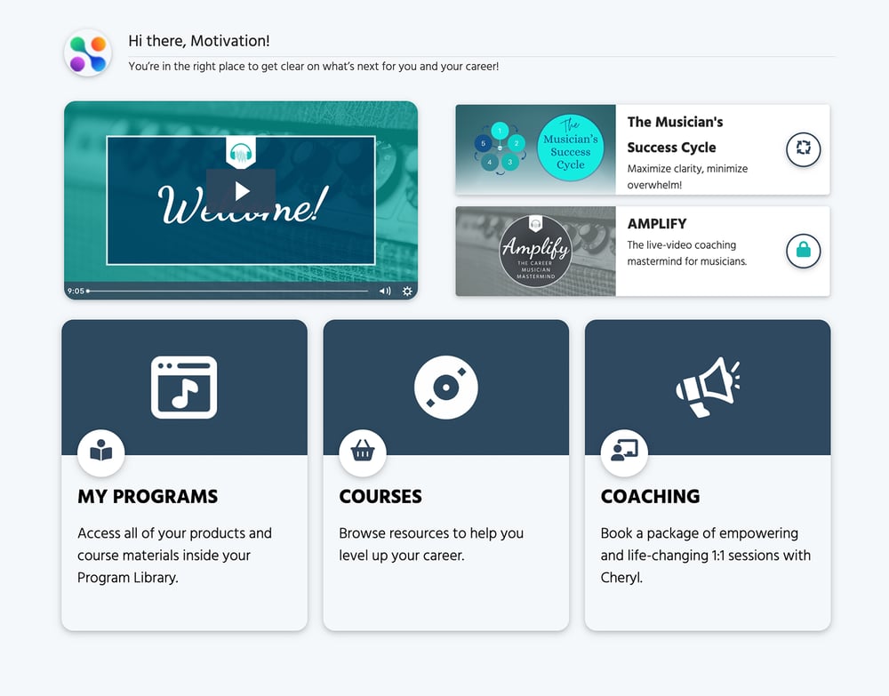 In The Key of Success member dashboard
