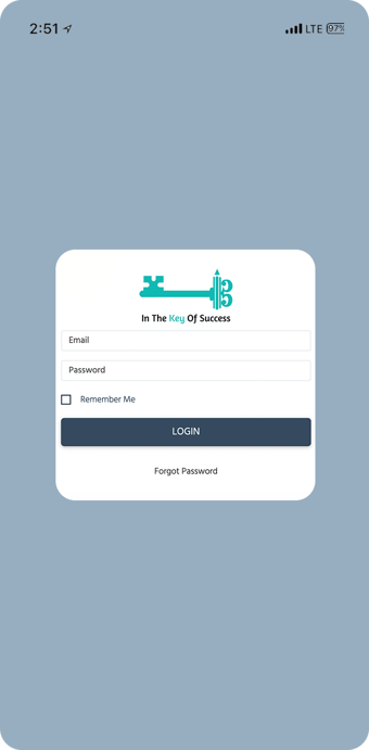 In The Key of Success Member login screen