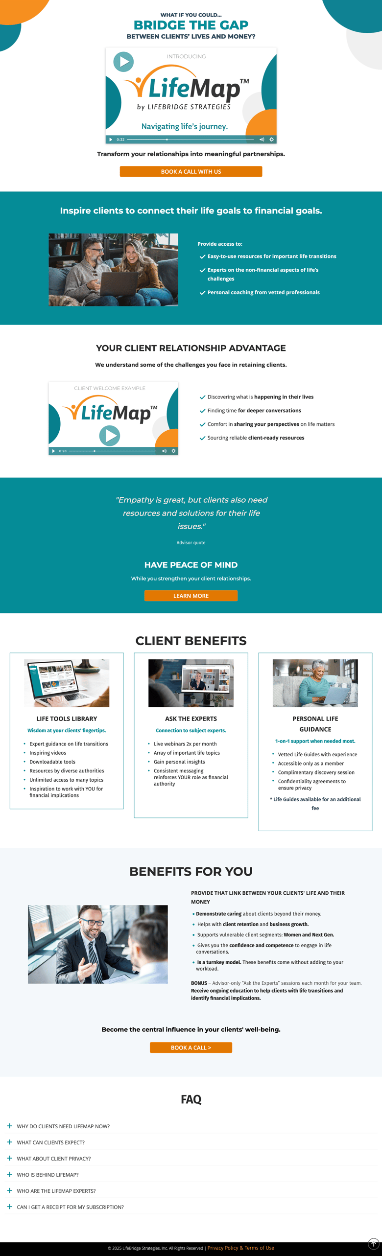 LifeMap advisor website experience
