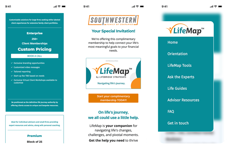 LifeMap responsive mobile experiences