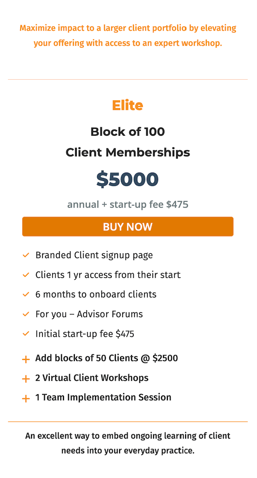 LifeMap Elite pricing tier