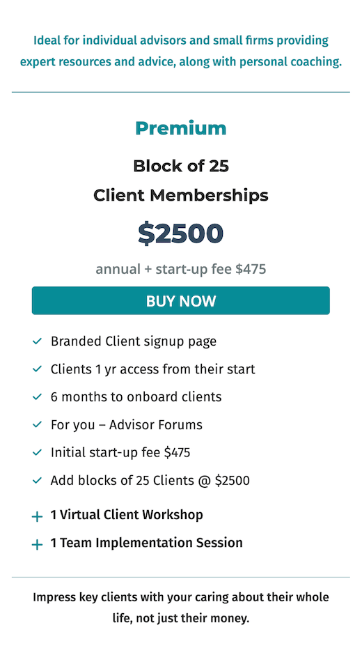 LifeMap Premium pricing tier