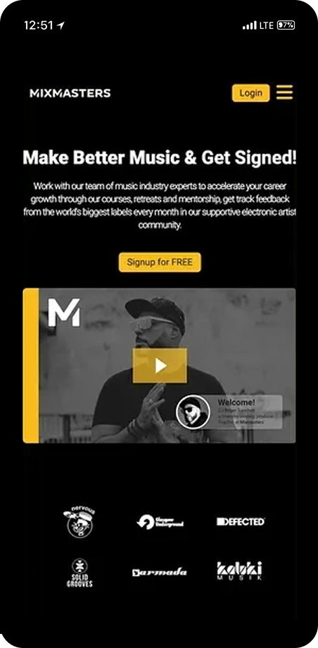 Mixmasters sales page mobile screen