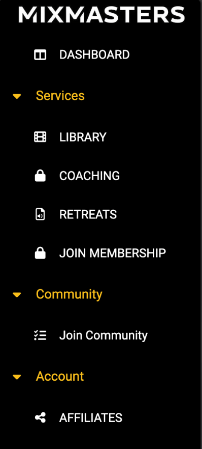 Mixmasters member portal navigation