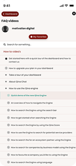 Qina FAQ videos on mobile