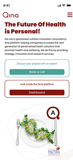Qina homepage on mobile