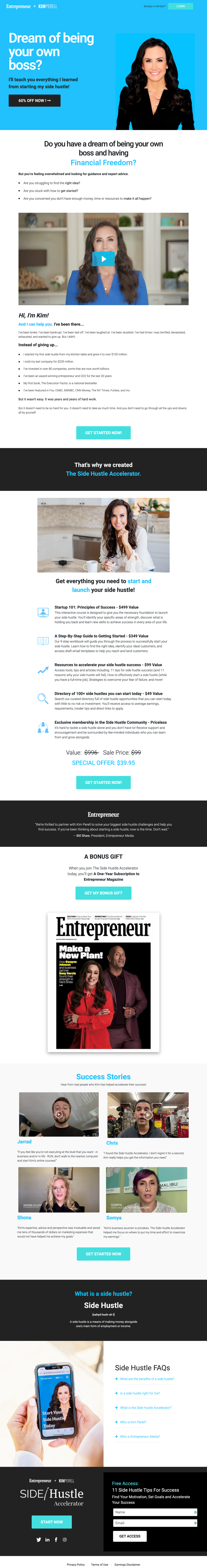 Side Hustle Accelerator desktop landing page