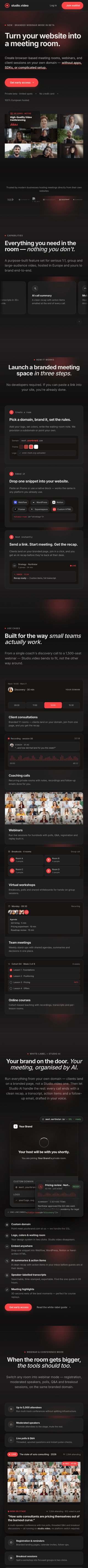 Studio.video branded mobile homepage