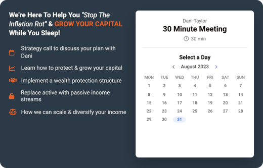 Taylor Capital booking call scheduling panel