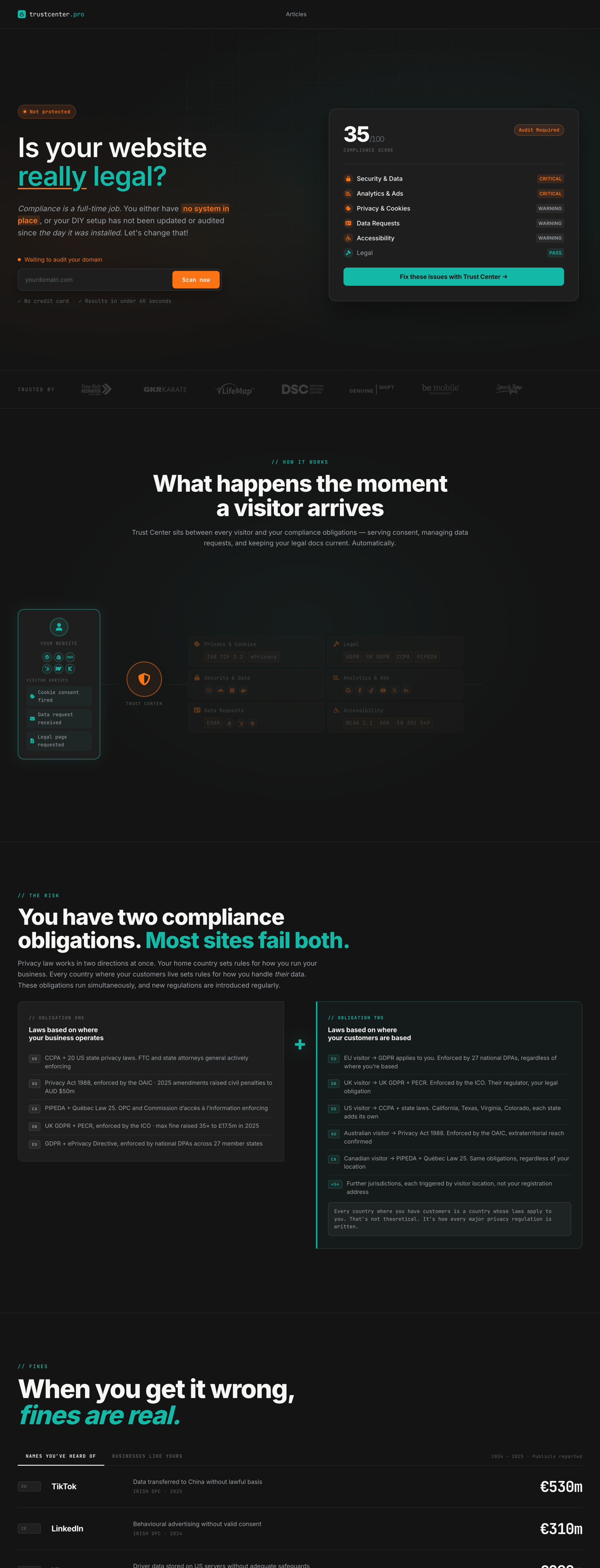 Trust Center Pro desktop trust centre with consent, policies and privacy controls