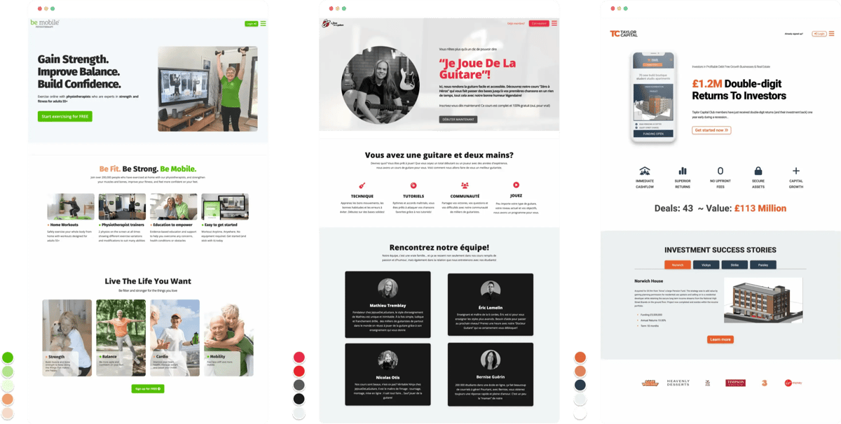 Selected websites and sales pages designed by Motivation Digital