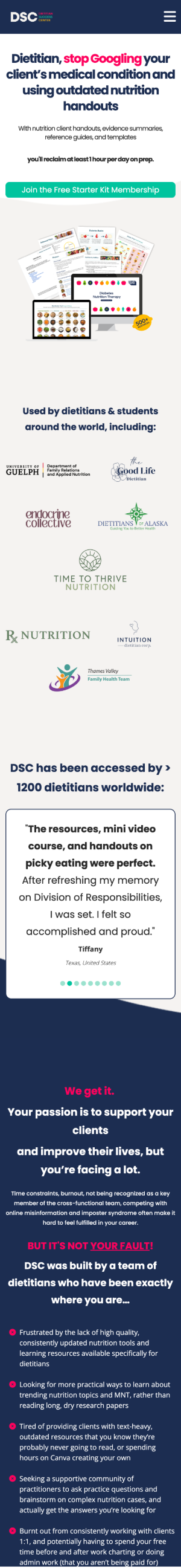 Dietitian Success Center mobile