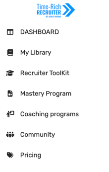 Time-Rich Recruiter member portal navigation