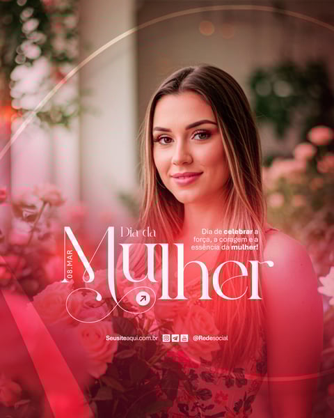DIA INTERNACIONAL DA MULHER 8 DE MARÇO SOCIAL MEDIA PSD EDITÁVEL