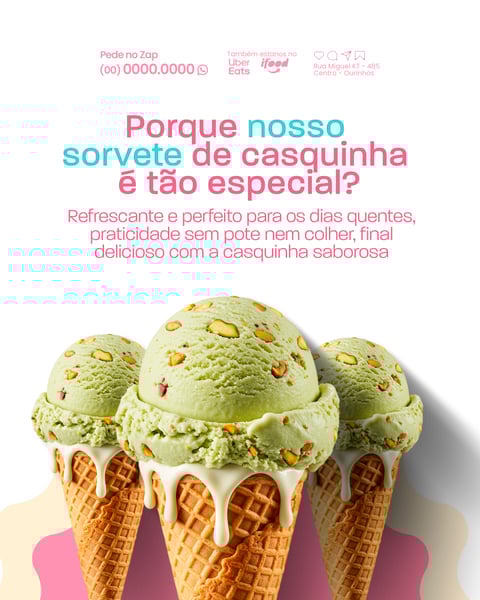 SOCIAL MEDIA SORVETERIA - NOSSO SORVETE DE CASQUINHA ESPECIAL