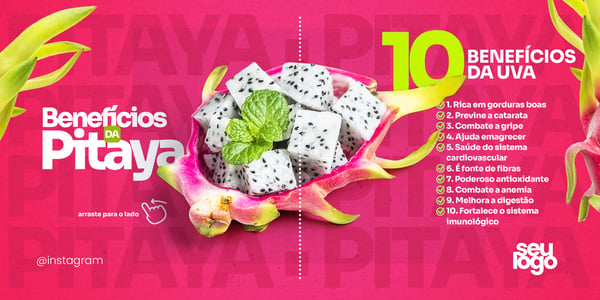 POST CARROSSEL BENEFÍCIOS FRUTA PITAYA SOCIAL MEDIA