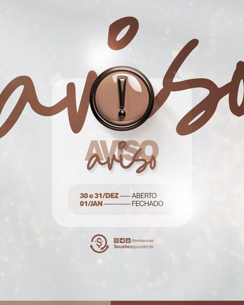 AVISO INFORME HORÁRIO COMUNIDADO FELIZ NATAL ANO NOVO SOCIAL MEDIA PSD EDITÁVEL