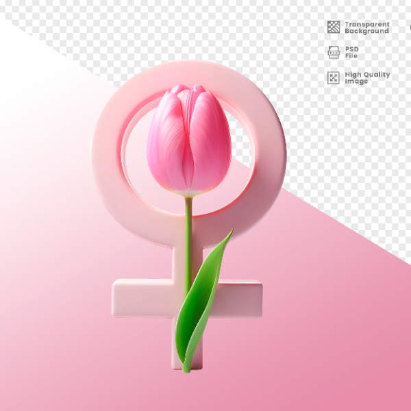 DIA DA MULHER -  ELEMENTO 3D  SÍMBOLO DE GÊNERO DA MULHER PARA COMPOSIÇÃO