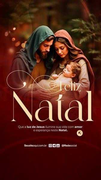 FELIZ NATAL RELIGIOSO 25 DE DEZEMBRO SOCIAL MEDIA PSD EDITÁVEL