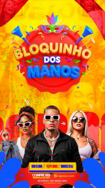 FLYER PARA EVENTOS BLOCO DOS MANOS STORYS
