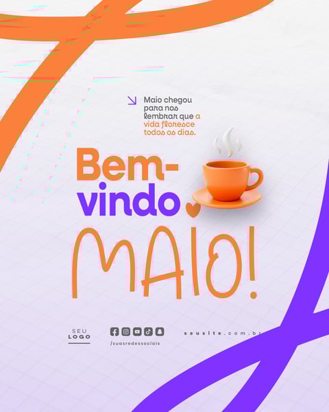 BEM VINDO MAIO SAUDAÇÃO MÊS SOCIAL MEDIA POST EDITÁVEL FEED