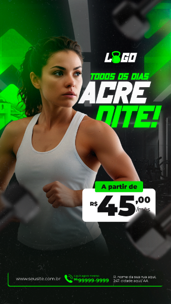 STORY ACADEMIA ACREDITE E FOCO NO TREINO SOCIAL MEDIA PSD