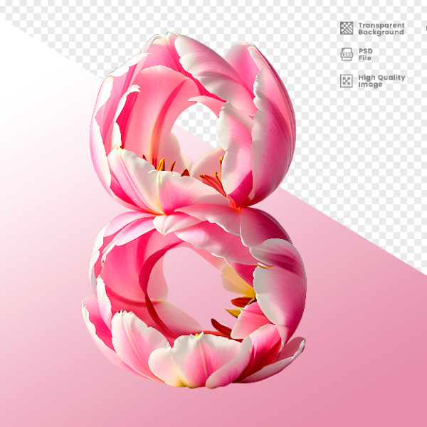 DIA DA MULHER -  ELEMENTO 3D NÚMERO 8 PARA COMPOSIÇÃO