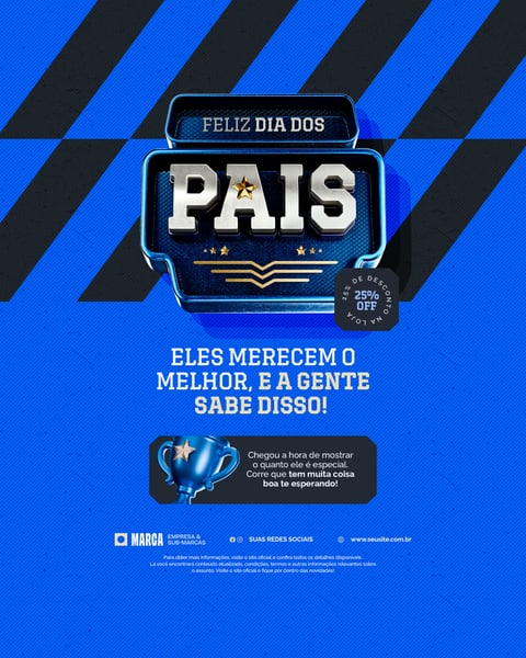 Campanha Feliz Dia dos Pais com Ofertas e Promoção para Presentes Selo 3D Social Media PSD Editável