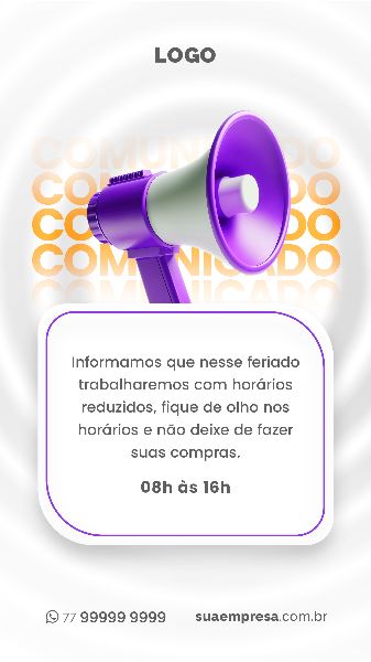 SOCIAL MEDIA PARA AVISOS E COMUNICADOS - ROXO AMARELO