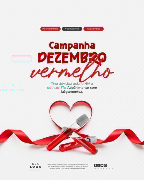 DEZEMBRO VERMELHO MÊS DE LUTA CONTRA A AIDS HIV E OUTRAS IST SOCIAL MEDIA PSD EDITÁVEL 1