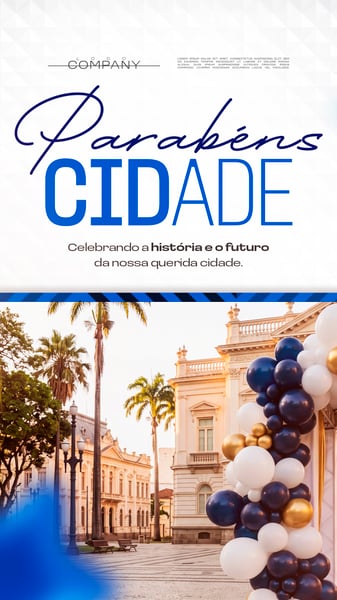 ANIVERSÁRIO DA CIDADE COM BALÕES SOCIAL MEDIA FLYER PSD EDITÁVEL STORY