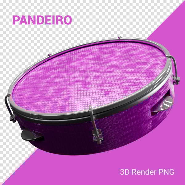 PANDEIRO 3D CARNAVAL ELEMENTO PNG COMPOSIÇÃO SOCIAL MEDIA