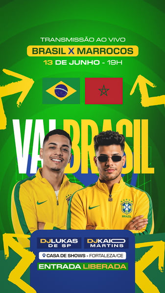 15 FLYER EVENTO COPA DO MUNDO BRASIL X MARROCOS STORY PSD EDITÁVEL