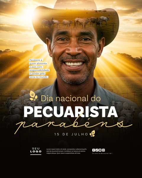DIA NACIONAL DO PECUARISTA 15 DE JULHO SOCIAL MEDIA PSD EDITÁVEL FEED