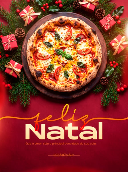 FELIZ NATAL PIZZA CEIA SOCIAL MEDIA FLYER PSD EDITÁVEL