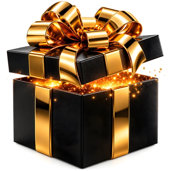PRESENTE PRETO COM LAÇO DOURADO BRILHANTE