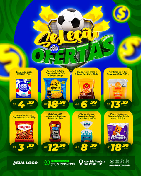 Flyer Copa do Mundo Supermercado Ofertas PSD Editável